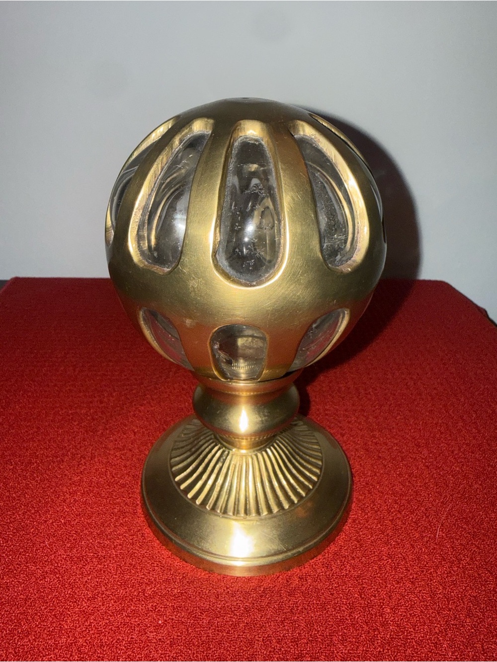 Vintage Crystal Newel Post Finial Boule d’Escalier Brass Bronze Staircase-